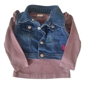3/20$ U.S. Polo Assn. Blue and Purple Jean Jacket with Knit Sleeves